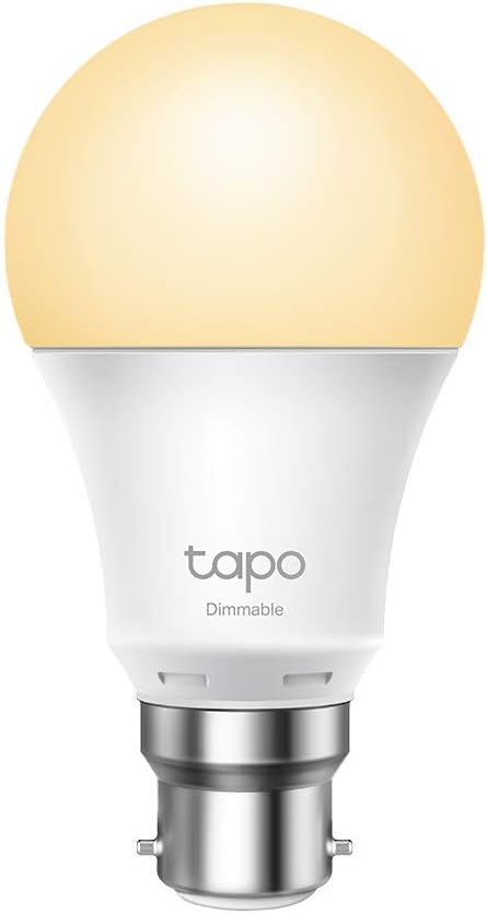 Tapo TP-Link Wi-Fi Light Bulb, Smart Home Security System, Energy Saving, Dimmable, B22, 8.7W, Soft Warm White, Schedule & Timer, Voice Control, Away Mode, No Hub Required (Tapo L510B)