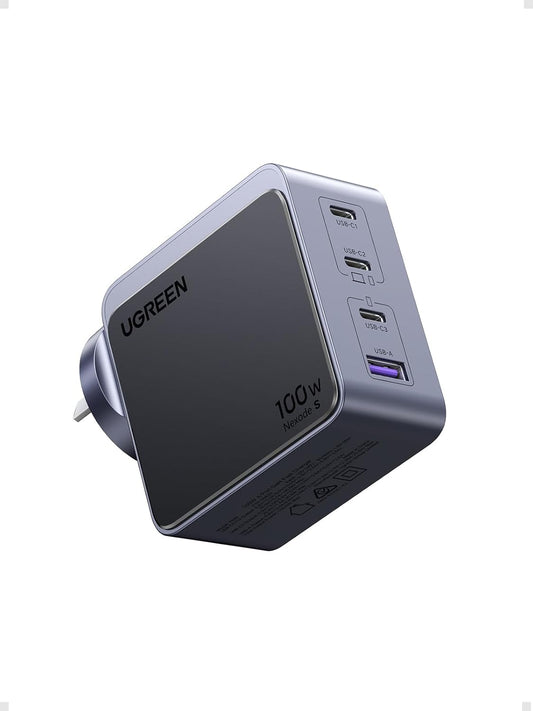 UGREEN Nexode S 100W USB C Charger, 4 Ports GaNInfinity Fast Charging Block, Compact Power Adapter Laptop Wall Charger AU Plug for MacBook Pro, Dell XPS, iPhone 17 Pro Max, Galaxy S25 Ultra (PPS 45W)