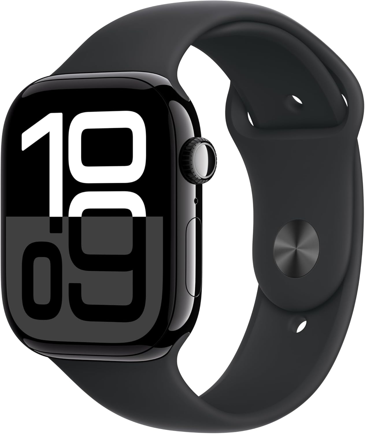 Apple Watch Series 10 [GPS, 46mm] Jet Black Aluminium Case with Black Sport Band - [S/M]