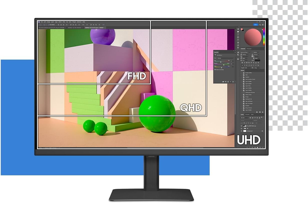Samsung S80UD, 27-inch Professional Monitor, 3840x2160, HDMI 2.0/DP 1.2/USB-C/USB Hub, Height Adjustable Stand, Nvidia G-sync compatible