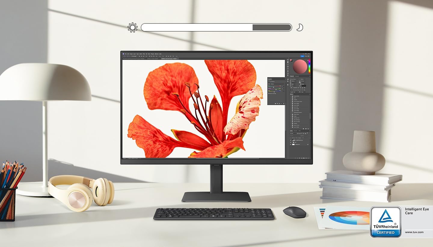Samsung S80UD, 27-inch Professional Monitor, 3840x2160, HDMI 2.0/DP 1.2/USB-C/USB Hub, Height Adjustable Stand, Nvidia G-sync compatible