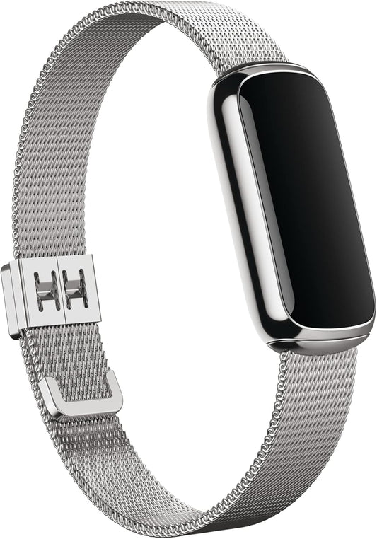 Fitbit Luxe Activity Tracker Steel Mesh Band, Platinum, One Size Fits All