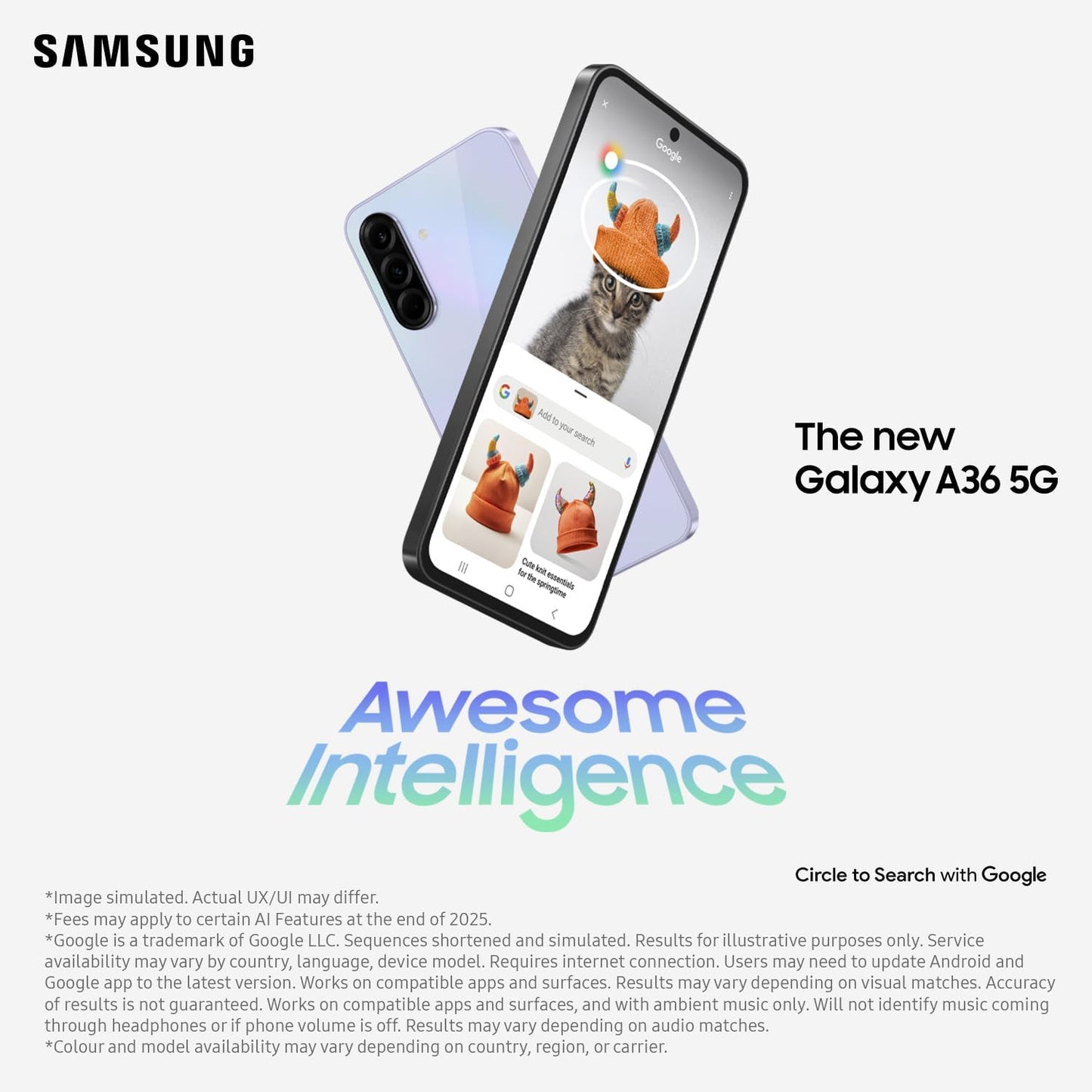 Samsung Galaxy A36 [AU Version] 5G A Series Mobile Phone, Awesome Intelligence, 128GB Storage, 6.7'' Display, Long Battery Life, Super Fast Charging, Black