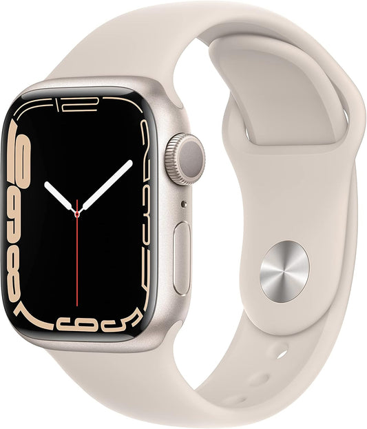 Apple Watch Series 7 (GPS + Cellular, 41mm) Starlight Aluminum Case with Starlight Sport Band (Renewed)
