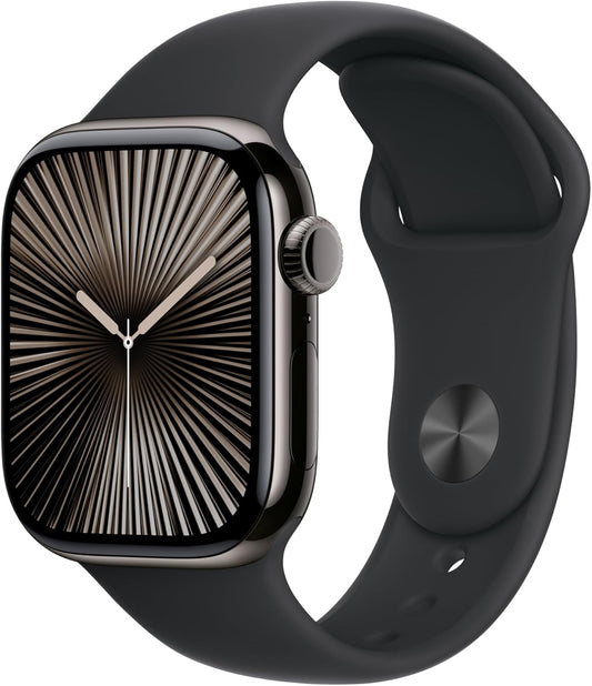 Apple Watch Series 10 [GPS + Cellular, 42mm] Slate Titanium Case with Black Sport Band - [M/L]