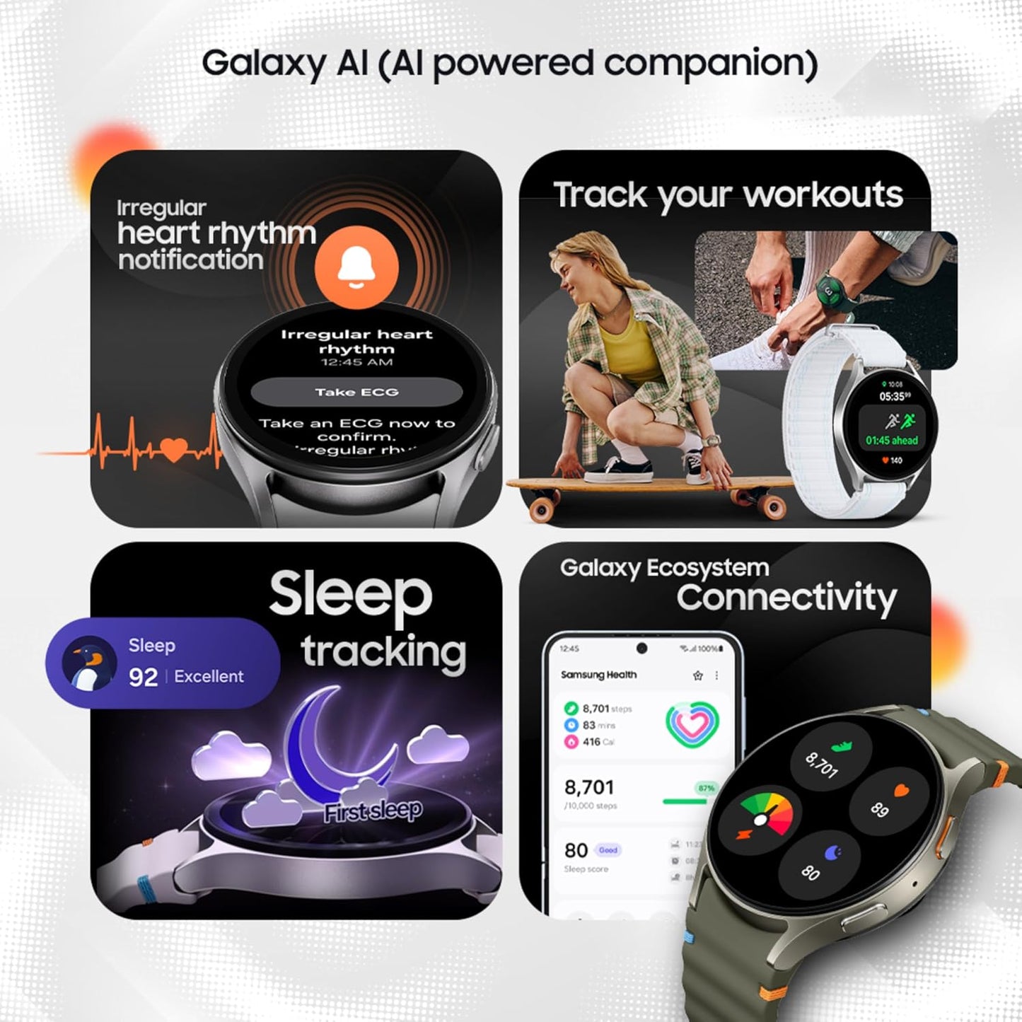 Samsung Galaxy Watch7 with Galaxy AI, BT Calling, Track Your Energy Score, Advanced Bio-Active Sensors, 40mm (Cream, Bluetooth)
