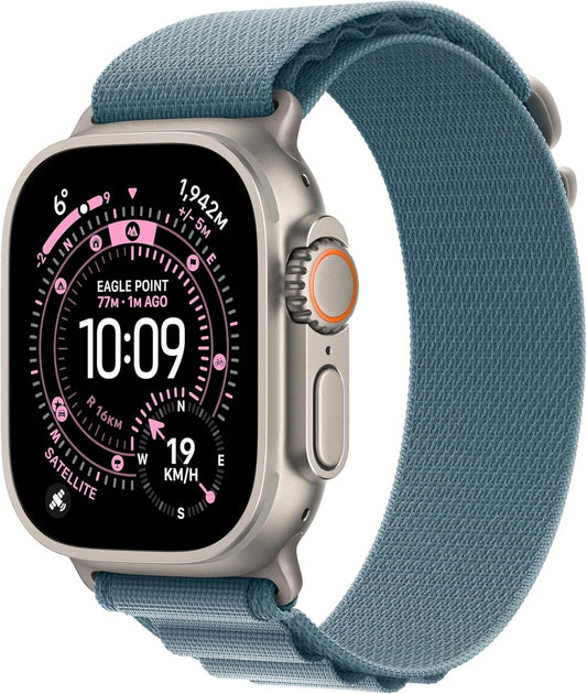 Apple Watch Ultra 3 GPS + Cellular 49mm Natural Titanium Case with Blue/Bright Blue Trail Loop - M/L